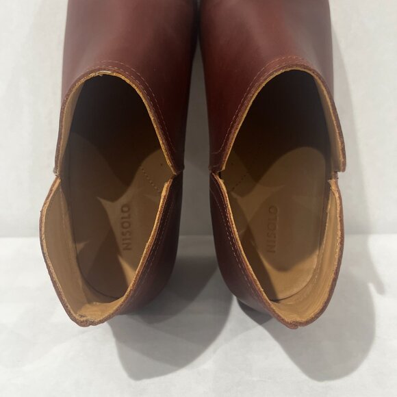 Nisolo Women's Mia Ankle Bootie Boot Leather Brown Maroon 1” Heel Size 8 US - Picture 7 of 10